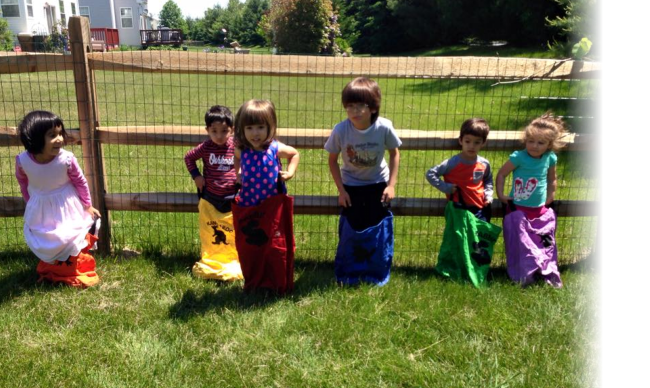 kids playing sack race